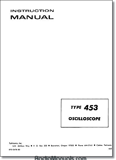 Tektronix 453 Instruction Manual Tektronix 453 Instruction Manual